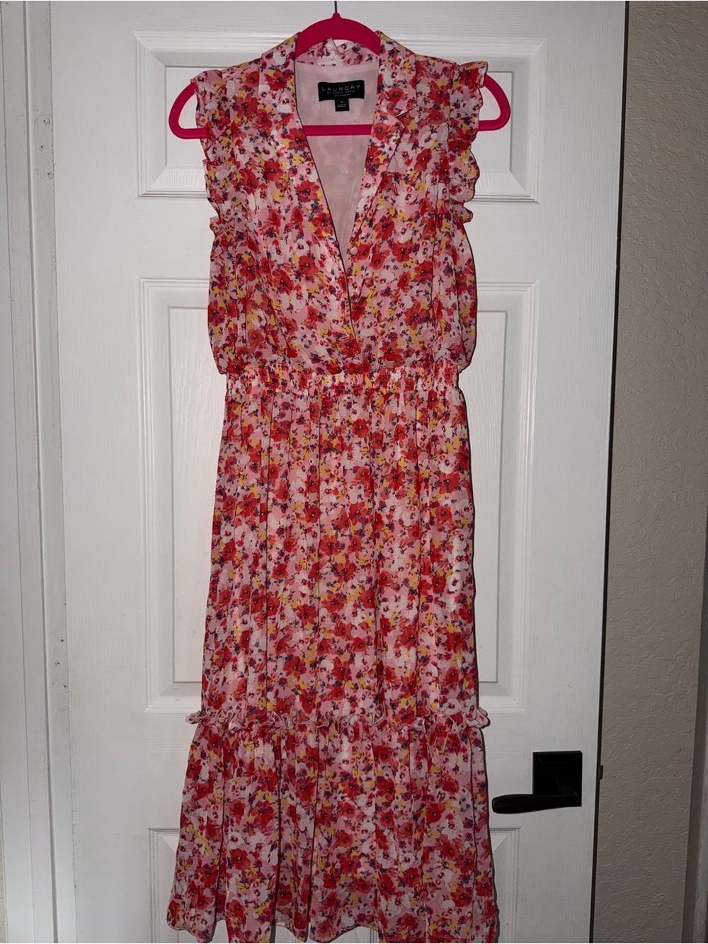 Laundry By Shelli Segal Pink Floral Ruffled Maxi Dress